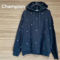 チャンピオン 【M】ネイビー パーカー ロゴ刺繍 綿100 カジュアル
