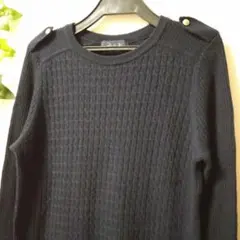 【組曲】 ニットワンピース チュニック(L)ケーブルニット 羊毛✕カシミヤ混