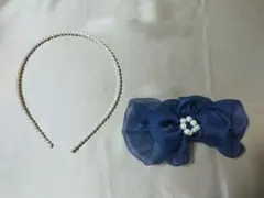 カチューシャ　バレッタ　パール　ヘアアクセサリー　2点　まとめ売り