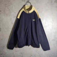 【人気配色】PUMA 刺繍ロゴ トラックジャケット ネイビー ベージュ L