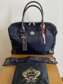 【まる様専用】オロビアンコ クロコ型押しビジネストートバッグ2way ネイビー