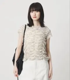 UNITED ARROWS カスリボーダー シャーリングトップス 2WAYのサムネイル