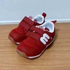ミキハウス　赤色　ベビーシューズ　13.5cm ※名前塗りつぶしあり