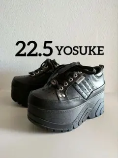 ヨースケYOSUKE 厚底スニーカー ブラック22.5cm ヒール高8cm