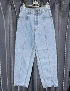 ストレートデニム ジーンズ ハイウエスト ライトブルーデニムパンツ