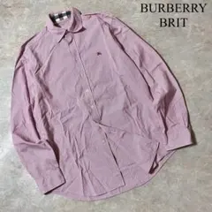 BURBERRY BRIT コットン100% ロゴ刺繍 ストライプ 長袖 シャツ
