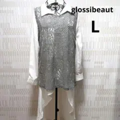 glossibeaut グレー ニット レース編み ノースリーブ L
