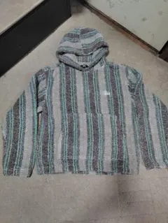 ストライプフリースパーカー（フード付き）