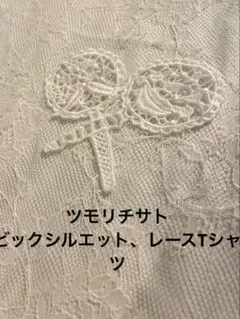 ホワイト 刺繍入り 半袖レースTシャツのサムネイル