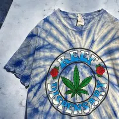BANQ マリファナ Tシャツ 古着 青 大麻 ウィード バッズ タイダイ柄