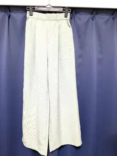 ミントグリーン ワイドパンツ ゴムウエスト