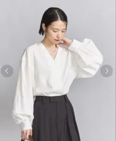 beauty&youth ユナイテッドアローズ　vネックボリュームスリーブシャツ