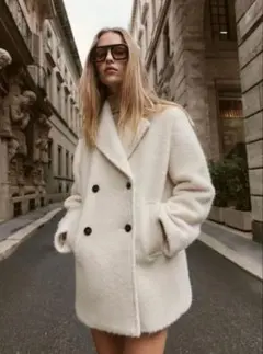 zara ブークレダブルブレストミディ丈コート