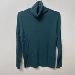 【 CINEMA CLUB 】リブ編みタートルネックセーター L グリーン