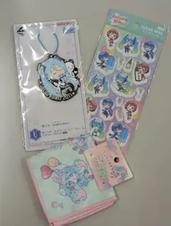 初音ミク　ミニハンカチタオル　クリアシール　一番くじ 雪ミク ラバーチャーム