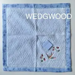 WEDGWOOD ☆タオルハンカチ 鳥 いちご 水色　ウェッジウッド