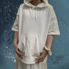 GU　スウェT　パーカー　厚手　オーバーサイズ　白　ホワイト