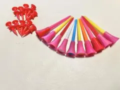 マルチカラーロングゴルフティー＋ショートティー　ピンク系20本