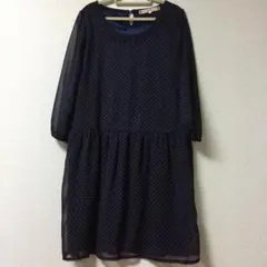 PinkAdobe ドット柄ワンピース(七分袖)