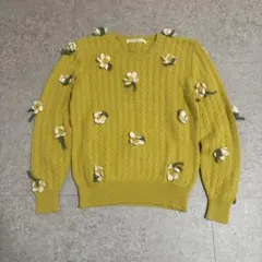 希少　インゲボルグ　INGEBORG お花モチーフ　ニット　イエロー