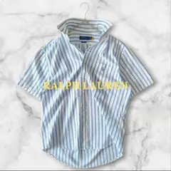 現行 RALPH LAUREN ストライプシャツ 半袖 青 白 ビッグサイズ