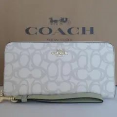 新品　コーチ財布 アイボリー スケッチ シグネチャー コーテッド キャンバス