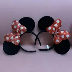東京ディズニーリゾートミニーマウス リボン スパンコール カチューシャ 赤 水玉