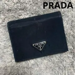 PRADA プラダ 二つ折り財布 ブラック ナイロン 三角プレート ユニセックス