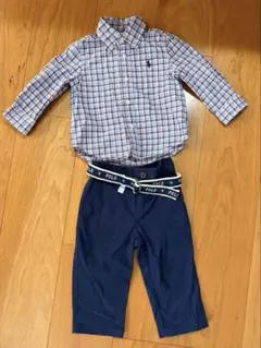 Ralph Lauren 12M チェック柄シャツとパンツ、ベルトセット
