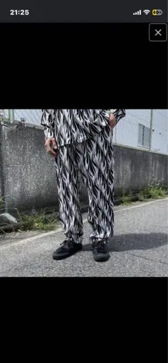 CALEE FEATHER PATTERN EASY TROUSERS