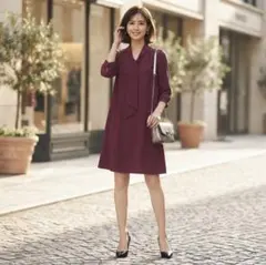 美品 ストロベリーフィールズ ボウタイワンピース ドレス ボルドー 日本製
