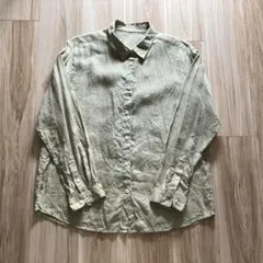 無印良品　洗いざらし　レギュラーカラー長袖 ライトグリーンのサムネイル