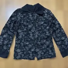 花柄 cotton長袖シャツ 黒