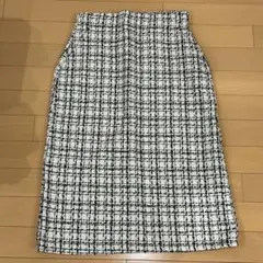 index ツイードチェック柄タイトスカート アイボリー、グレー、ブラック系　M