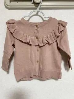 H&Mフリル付きピンクカーディガン70cm