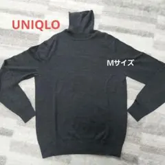 UNIQLO エクストラファインメリノ タートルネックセーター　ダークグレー　M