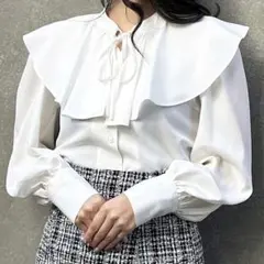 【未使用】INGNI フリルカラー リボン付き ブラウス ホワイト 白