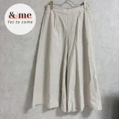 ショコラフィネローブ　ワイドパンツ　リネン混　ウエストゴム　総柄　ストライプのサムネイル