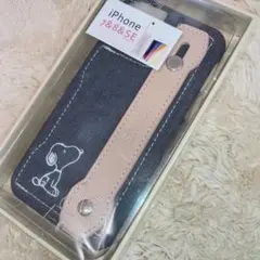 新品iPhonese3/8スヌーピー背面ケースカバーデニムレザー