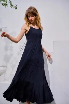 エステラケー シャーリングカットアウトドレス グリーン 花柄 美品