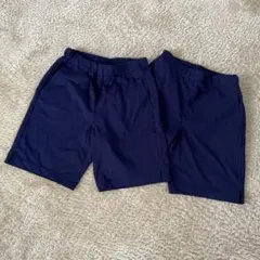ユニクロ　130ハーフパンツ　ボトムス　ネイビー　男女　2点　双子