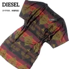 DIESEL レトロ柄　ナイロン　半袖　膝丈ワンピース（タグ付き、未着用品）のサムネイル