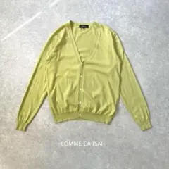 COMME CA ISM/ニットカーディガン/M/黄緑/綿100/薄手/Vネックのサムネイル