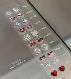 【 即購入◎ 】耳ツボジュエリー / キラキラシルバー・レッド20粒