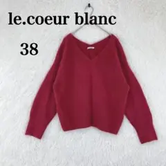 【ルクールブラン】長袖ニット Vネック バックスリット 38(M相当)毛100％