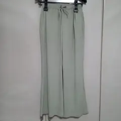 GU GIRLSリブプルオンワイドフレアパンツ ライトグリーン 150