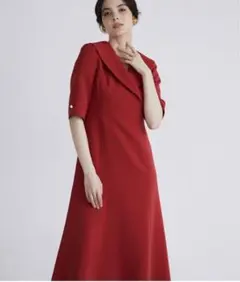 新品未使用　マーリエルカセット　ショールカラーワンピース　赤　11