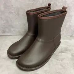 ほぼ未使用【チャーミング】（L）レインブーツ ブラウン ショート丈 ガーデニングのサムネイル