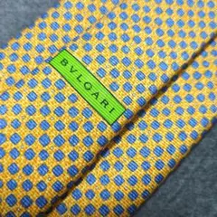 [未使用品]　BVLGARI イエロー ブルー ドット ネクタイ