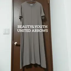 BEAUTY&YOUTH BY テレコショートスリーブ フレアマキシワンピース